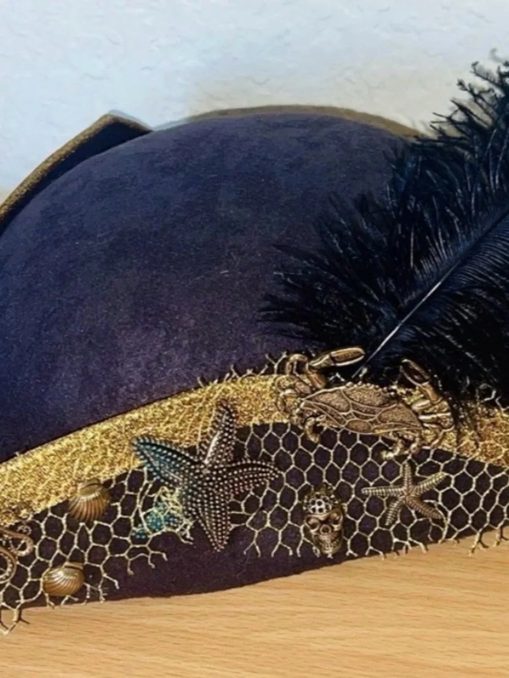 Disney Store Descendants Uma Costume Pirate Hat Black Fancy Gold Youth OSFM